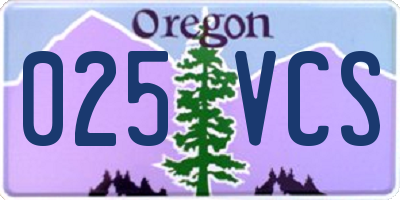 OR license plate 025VCS