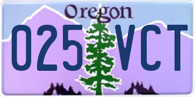 OR license plate 025VCT