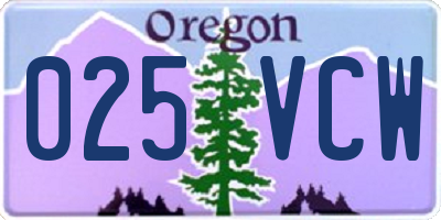 OR license plate 025VCW