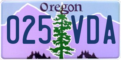 OR license plate 025VDA