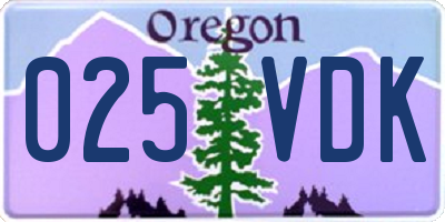 OR license plate 025VDK