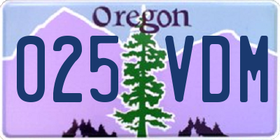 OR license plate 025VDM