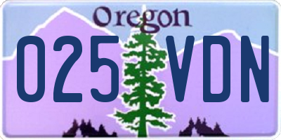 OR license plate 025VDN