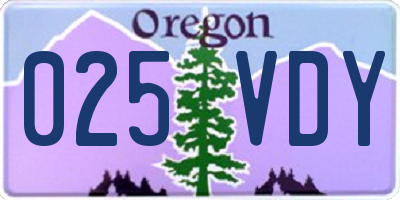 OR license plate 025VDY