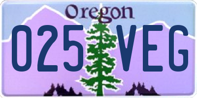 OR license plate 025VEG
