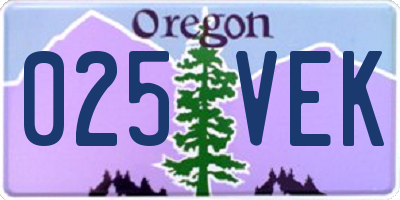 OR license plate 025VEK
