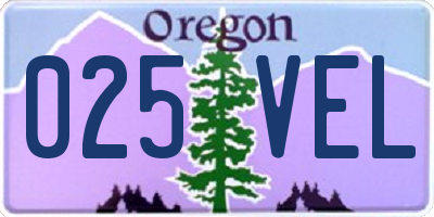 OR license plate 025VEL
