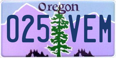 OR license plate 025VEM