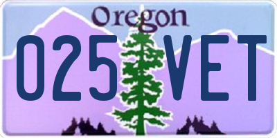 OR license plate 025VET