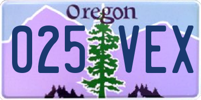 OR license plate 025VEX