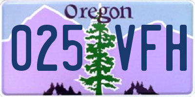 OR license plate 025VFH