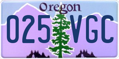 OR license plate 025VGC