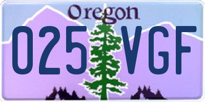 OR license plate 025VGF