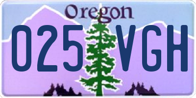 OR license plate 025VGH