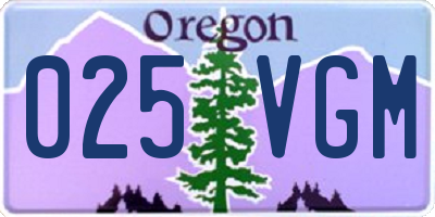 OR license plate 025VGM