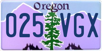 OR license plate 025VGX