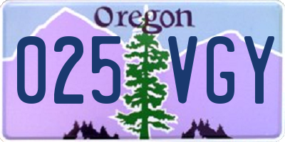 OR license plate 025VGY