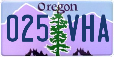 OR license plate 025VHA