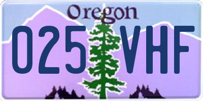 OR license plate 025VHF