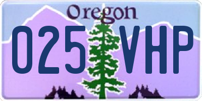 OR license plate 025VHP
