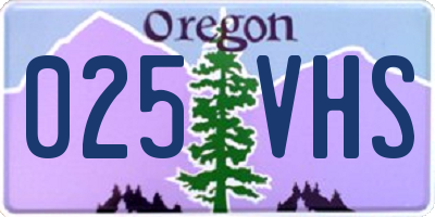 OR license plate 025VHS