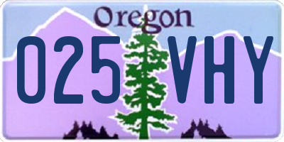 OR license plate 025VHY