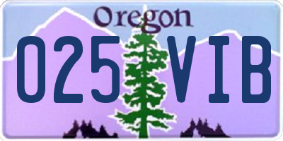 OR license plate 025VIB