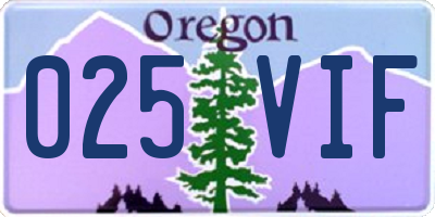 OR license plate 025VIF