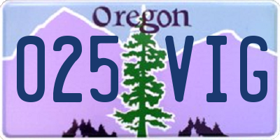 OR license plate 025VIG
