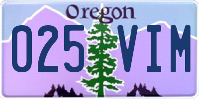 OR license plate 025VIM