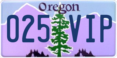 OR license plate 025VIP