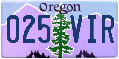OR license plate 025VIR