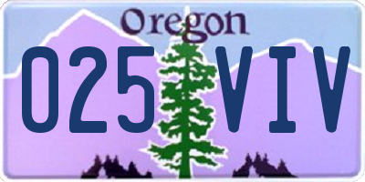 OR license plate 025VIV