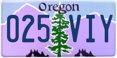 OR license plate 025VIY