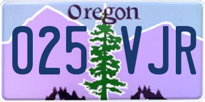 OR license plate 025VJR