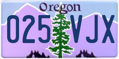 OR license plate 025VJX