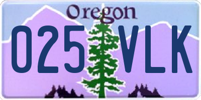 OR license plate 025VLK