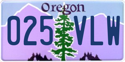 OR license plate 025VLW