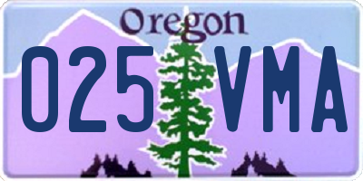 OR license plate 025VMA
