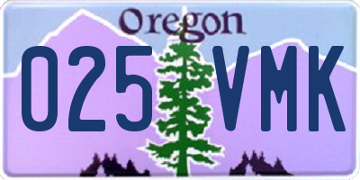 OR license plate 025VMK