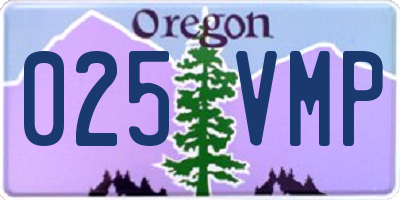 OR license plate 025VMP