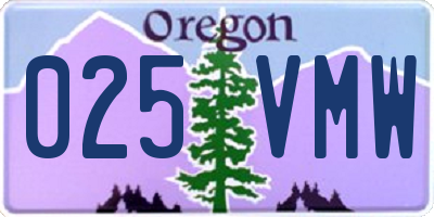 OR license plate 025VMW