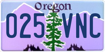 OR license plate 025VNC