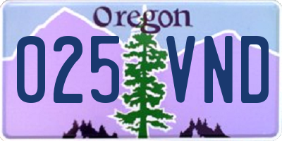 OR license plate 025VND