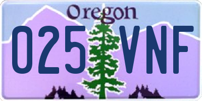 OR license plate 025VNF