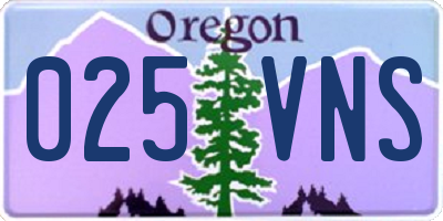 OR license plate 025VNS