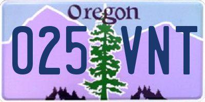 OR license plate 025VNT
