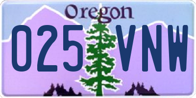 OR license plate 025VNW