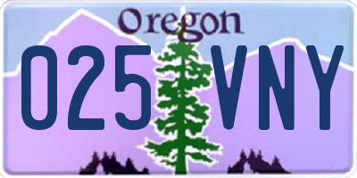 OR license plate 025VNY
