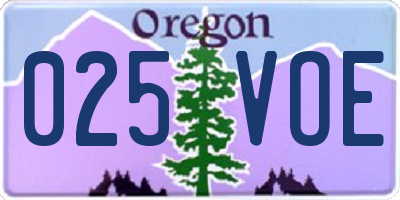 OR license plate 025VOE